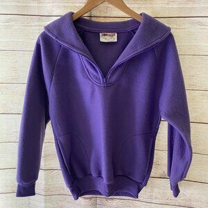 80's Vintage purple teddy bear fleece pullover zip